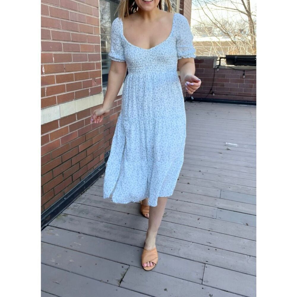 Abercrombie & Fitch Smocked Midi Floral Dress